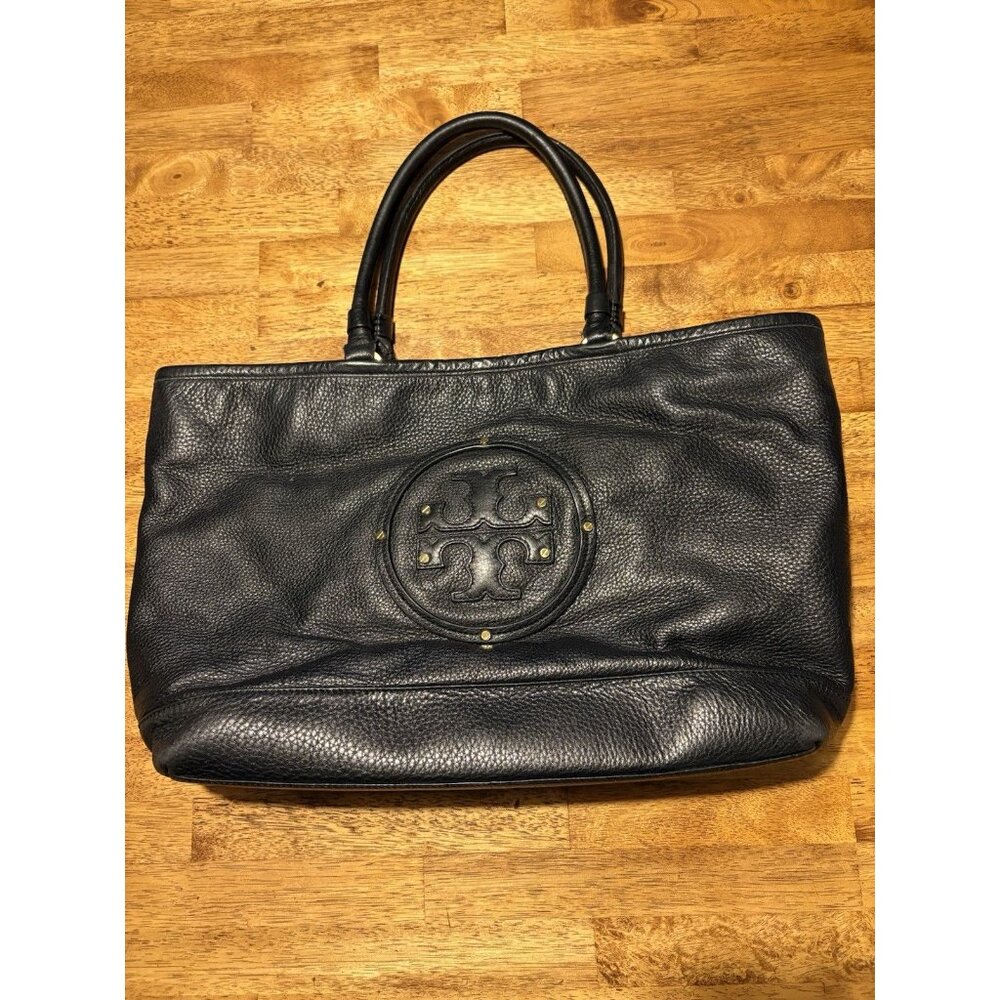 TORY BURCH Maisey‎ Shopper Tote Handbag Soft Black Leather Gold Accents